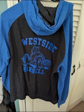 Westside Barbell Men's Two-Tone Blue & Black Zip-Up Hoodie Sweater
